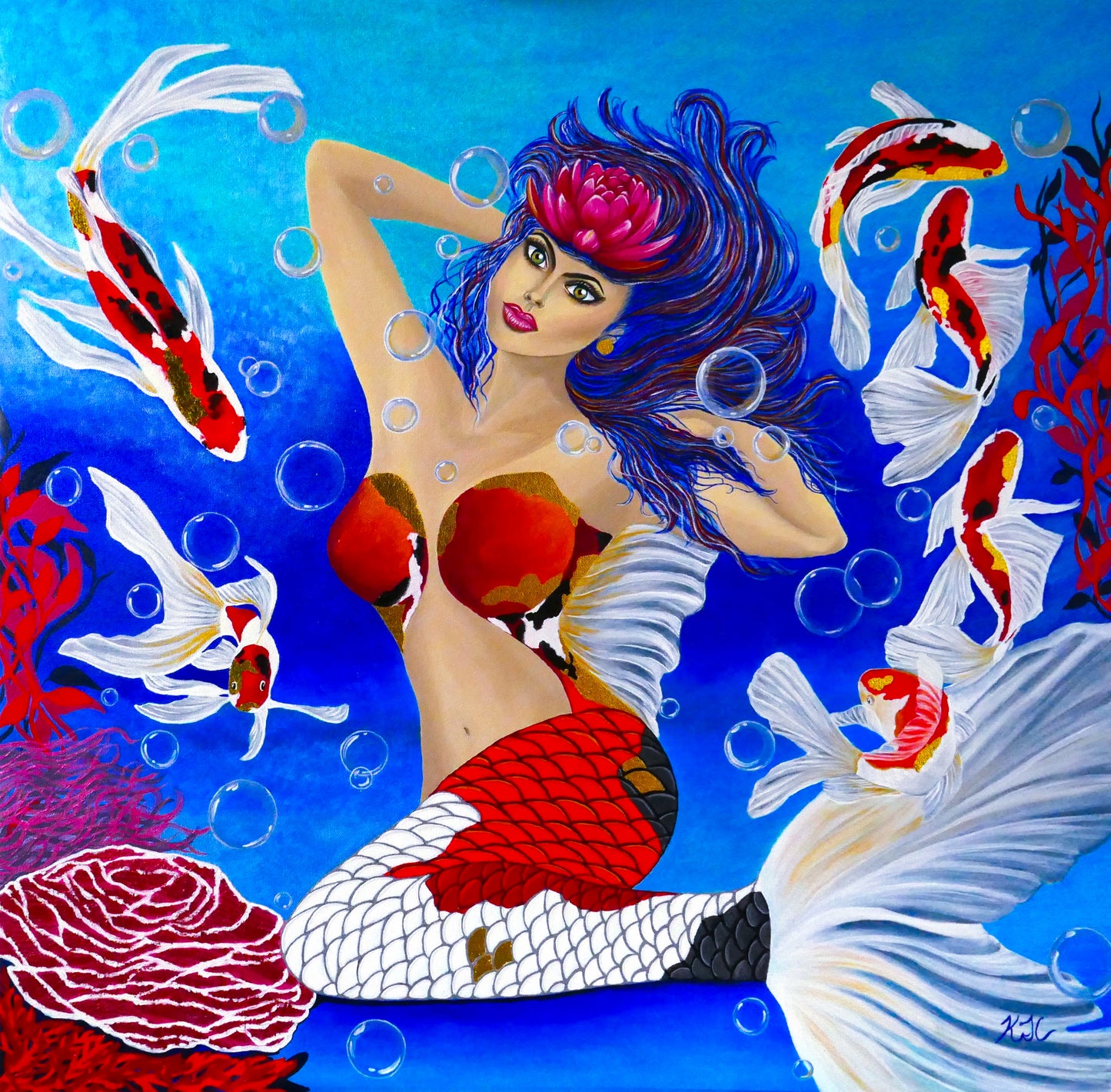 "Salacia's Love" - Mixed media, 36"x36", acrylic, metallic paints, plasters - KC014