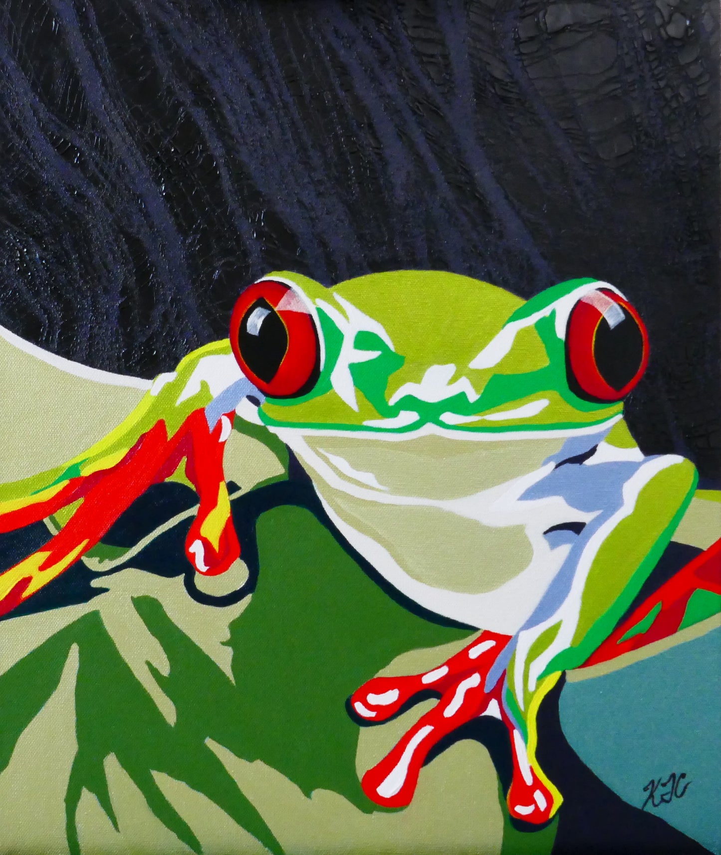"Green Envy" - Mixed media, 16"x20"", acrylic, metallic paints, plasters - KC011