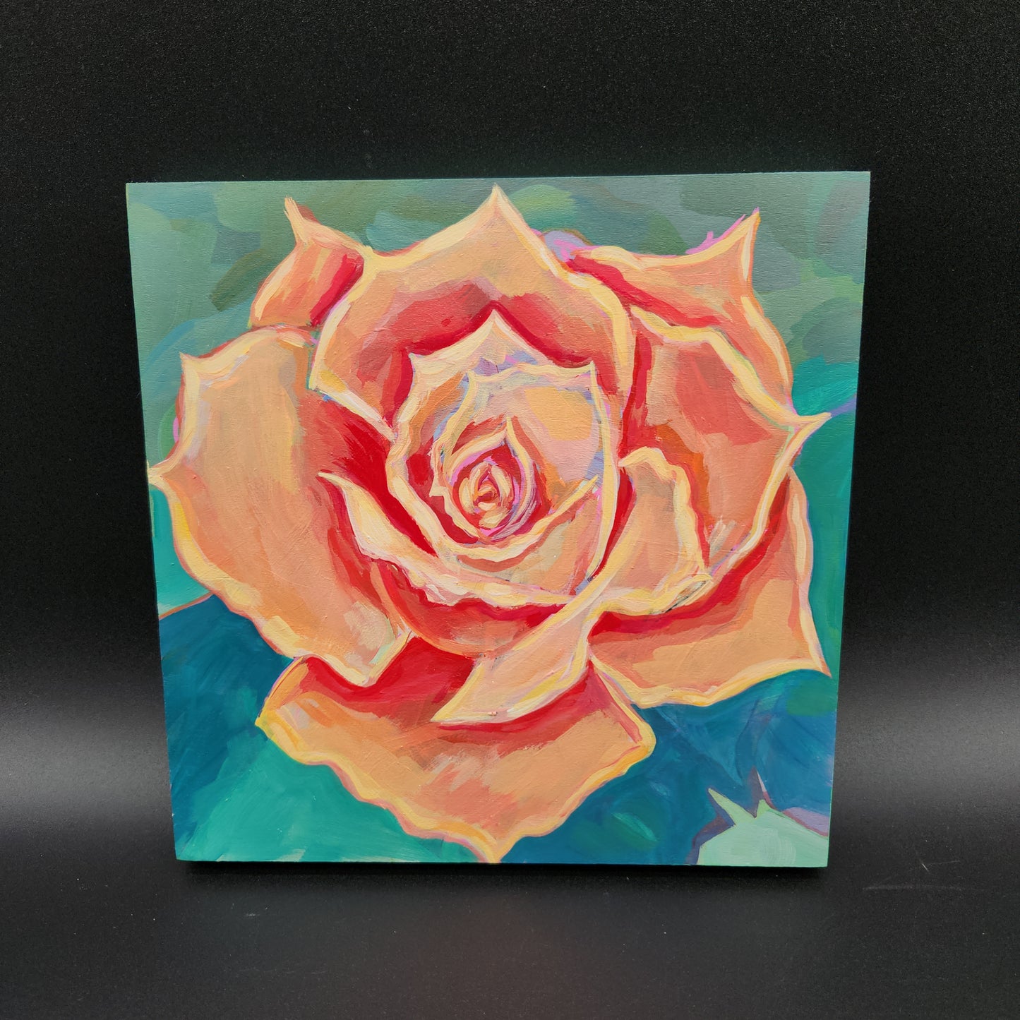 Red Rose - Acrylic on Wood - 8x8
