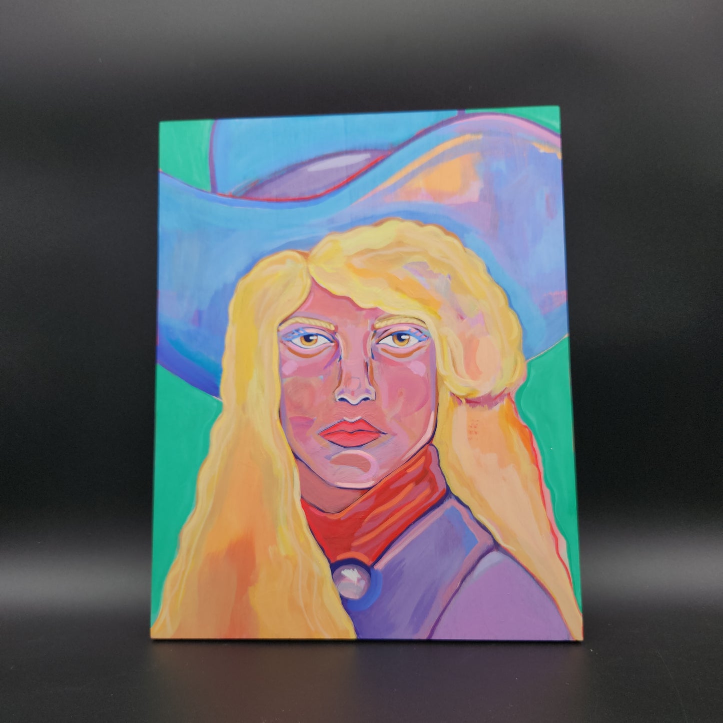 Blonde Cowgirl - Acrylic on Wood - 11x14