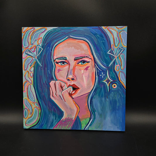 Blue Girl - Acrylic On Canvas 12X12 - CA009