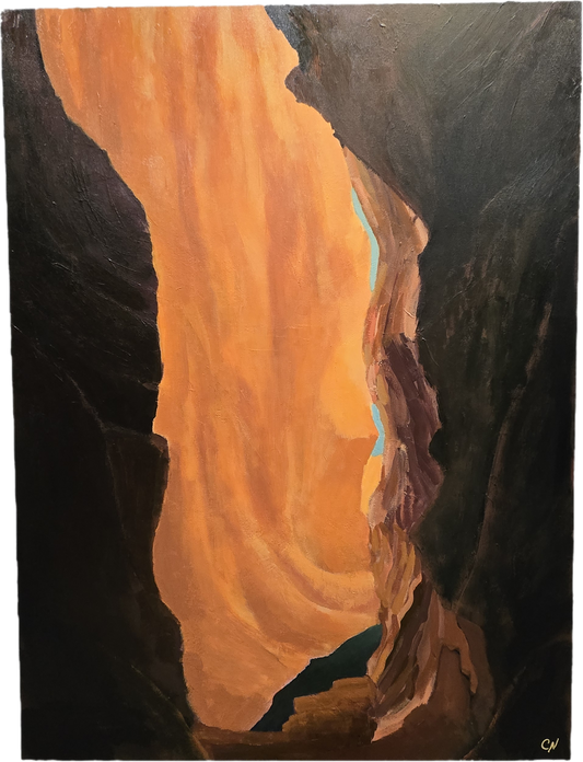 Above the Green River - 30X40 acrylic A slot canyon in southern Utah with the Green River below there's something very mystical when you're inside the canyons surrounded by thousands of feet of ancient rock and indigenous spirits - CN015