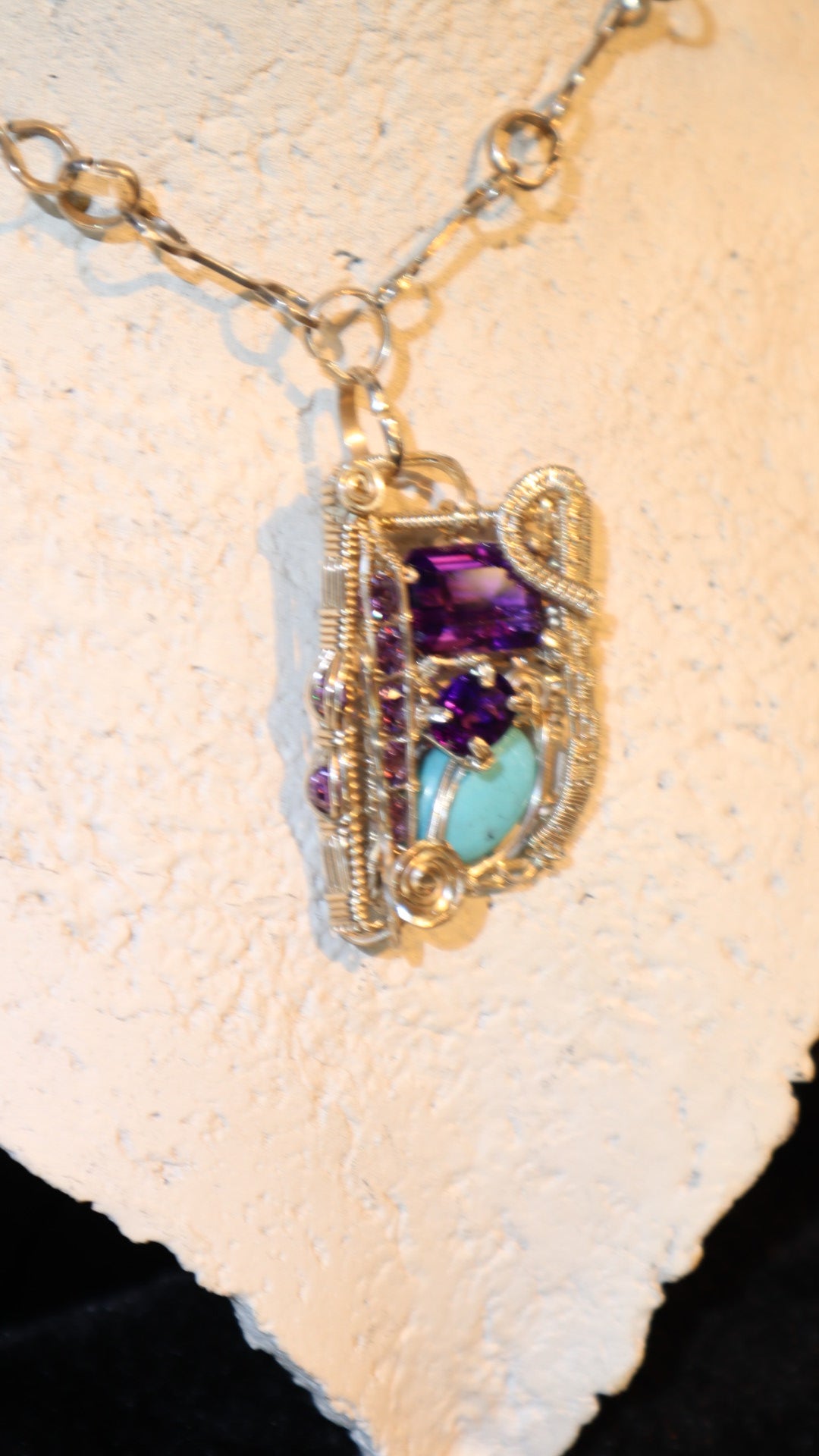 Sterling Silver, Amethyst,  Turquoise Necklace - WS017