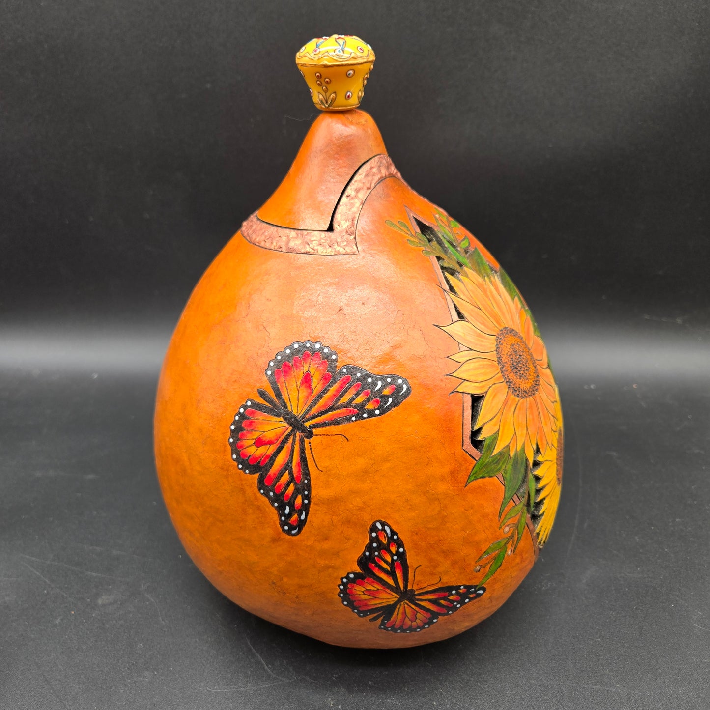 Lidded Sunflower Vessel - TD003a