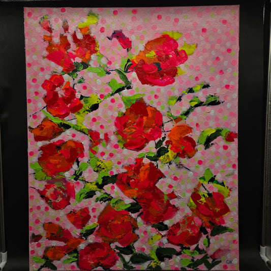 pretty in pink - 24X30 acrylic abstract of roses in full chroma - CN048