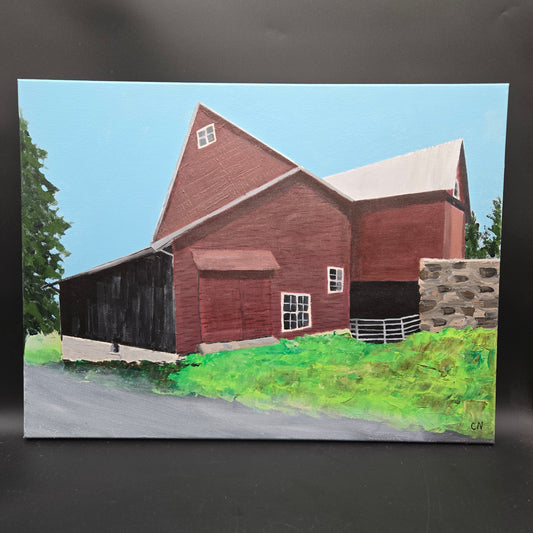 Barn at Kuerner farm - 18X24 acrylic The Red Barn at the farm where Andrew Wyeth used to paint his watercolors. it's one of my favorite artists - CN040