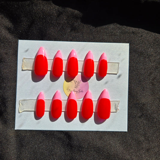 Red/Pink French Nails - TJ037