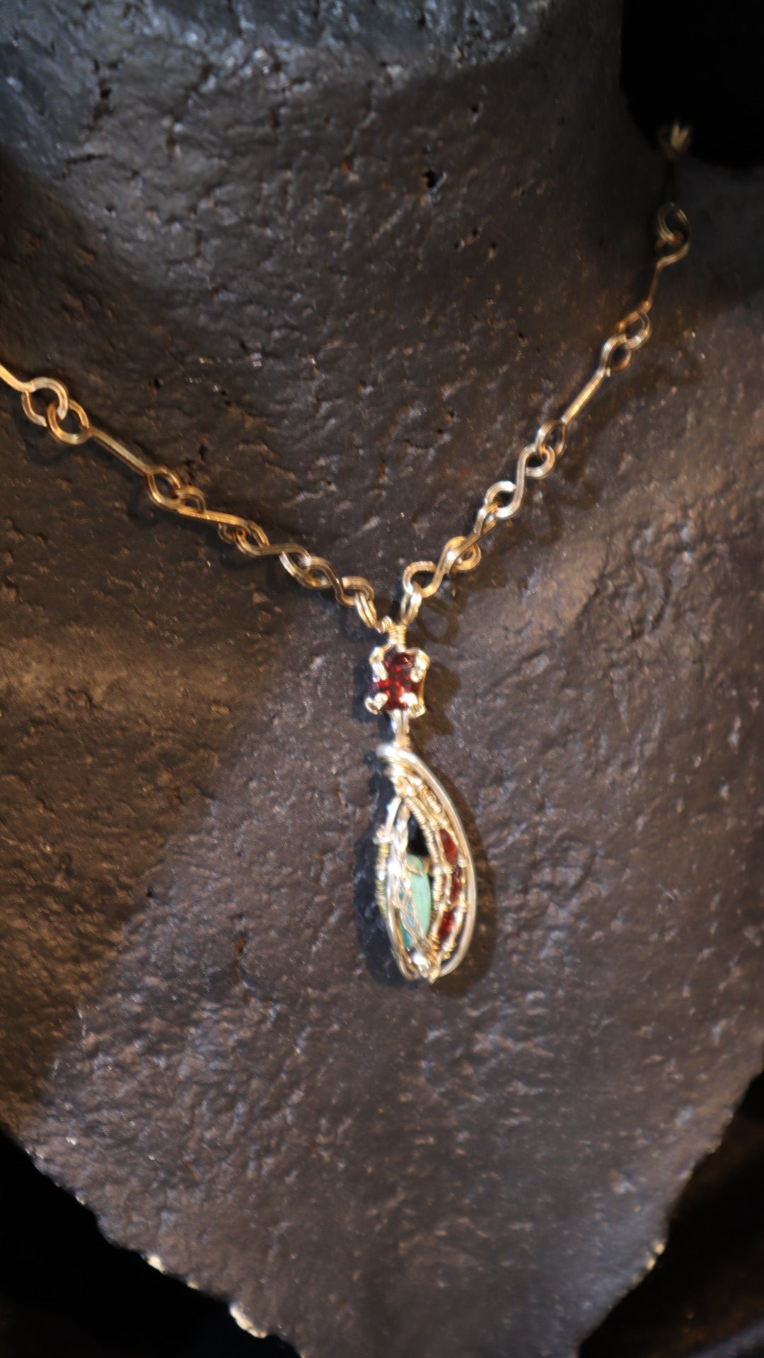 Gold Filled & Sterling Silver with turquoise & garnet stones- WS019