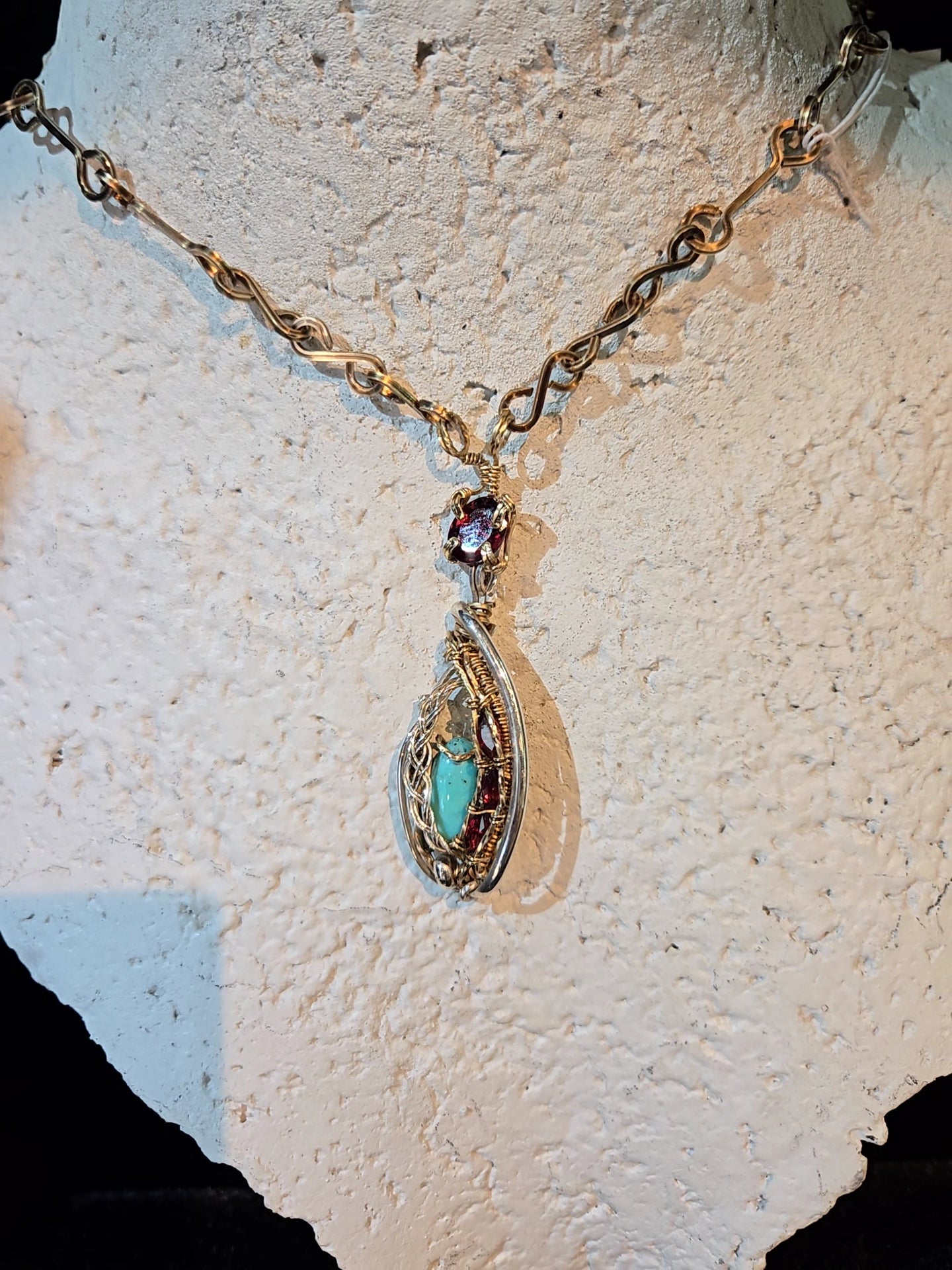 Gold Filled & Sterling Silver with turquoise & garnet stones- WS019