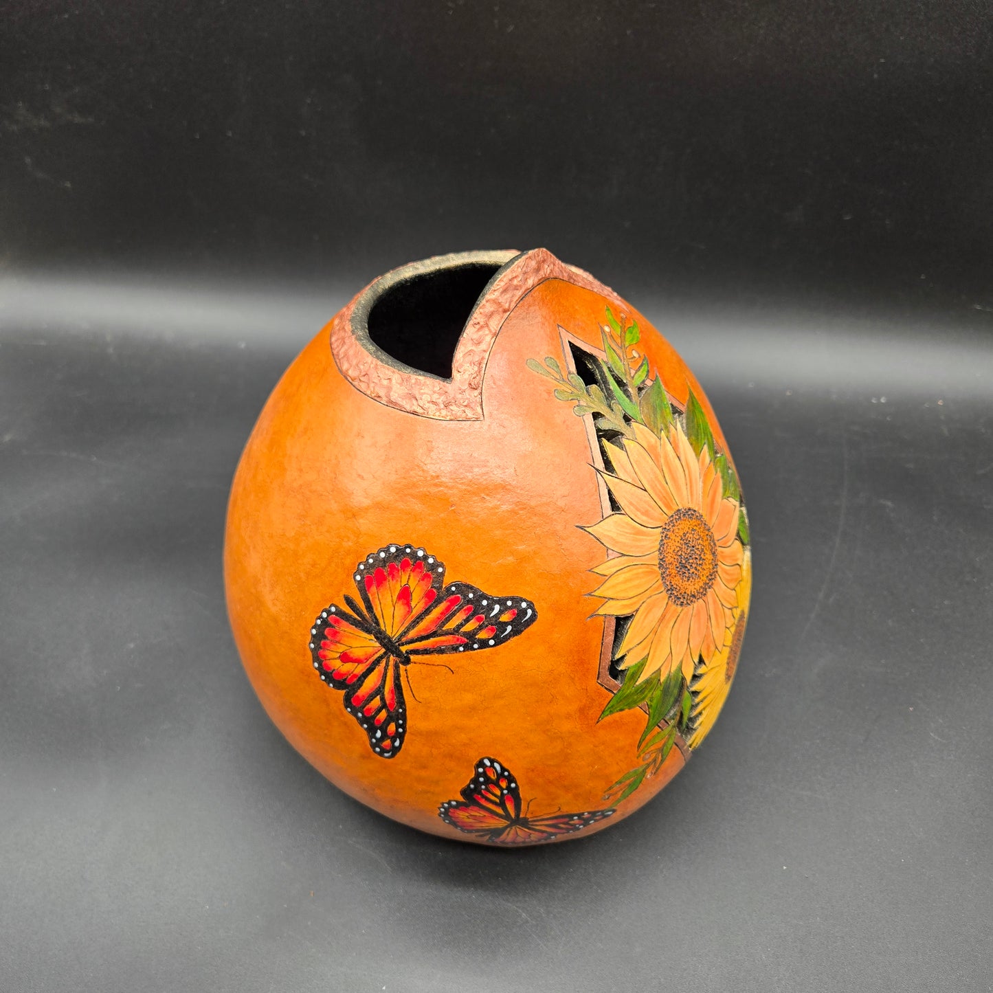 Lidded Sunflower Vessel - TD003a