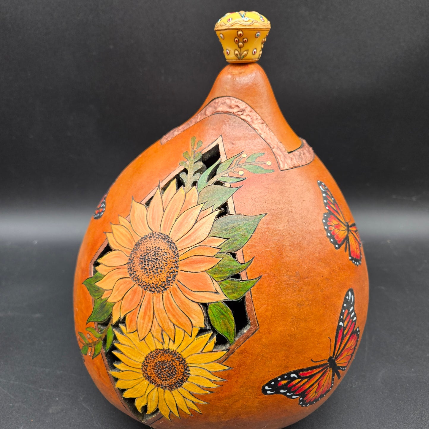 Lidded Sunflower Vessel - TD003a