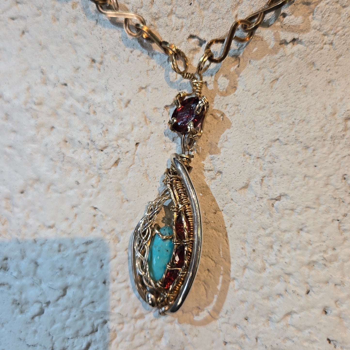 Gold Filled & Sterling Silver with turquoise & garnet stones- WS019