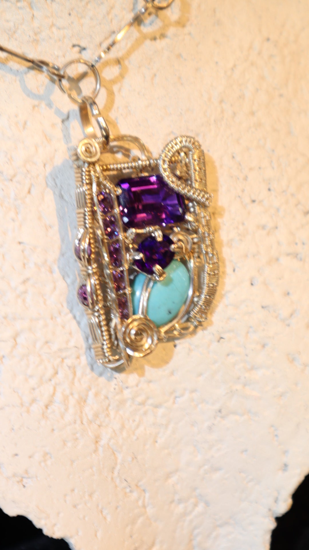 Sterling Silver, Amethyst,  Turquoise Necklace - WS017