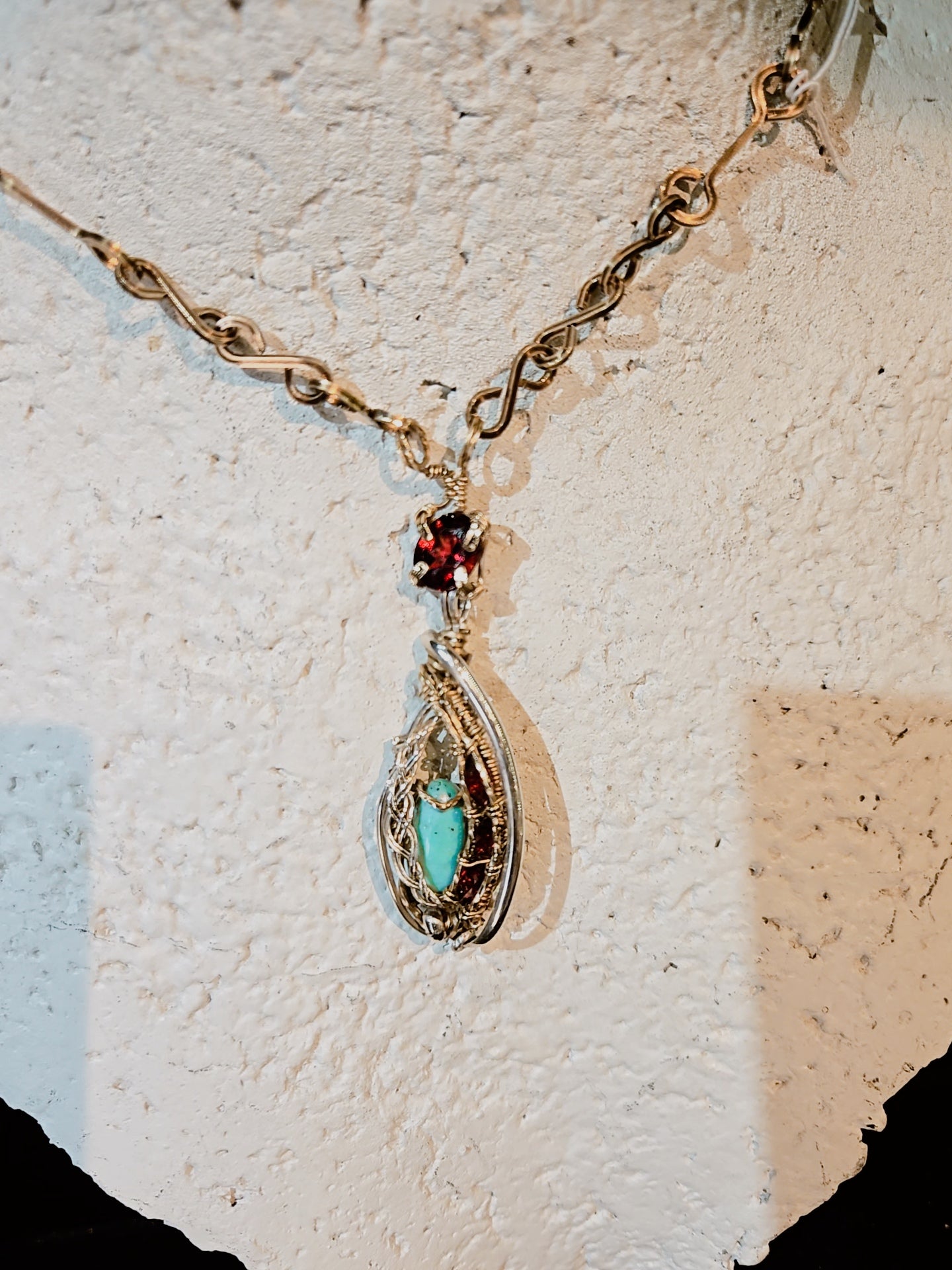 Gold Filled & Sterling Silver with turquoise & garnet stones- WS019