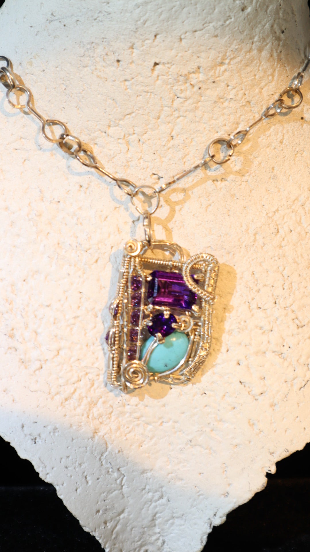 Sterling Silver, Amethyst,  Turquoise Necklace - WS017