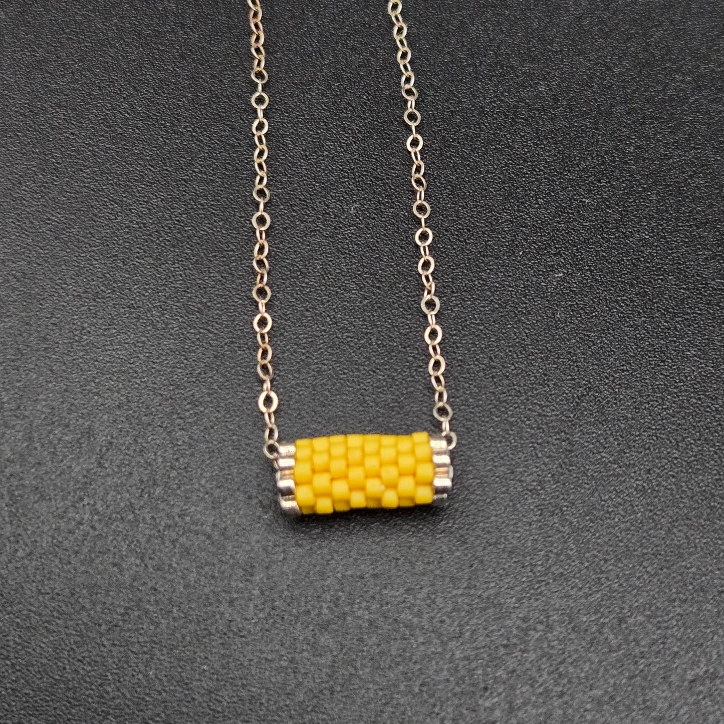 Yellow and Gold Tube Necklace - GP025