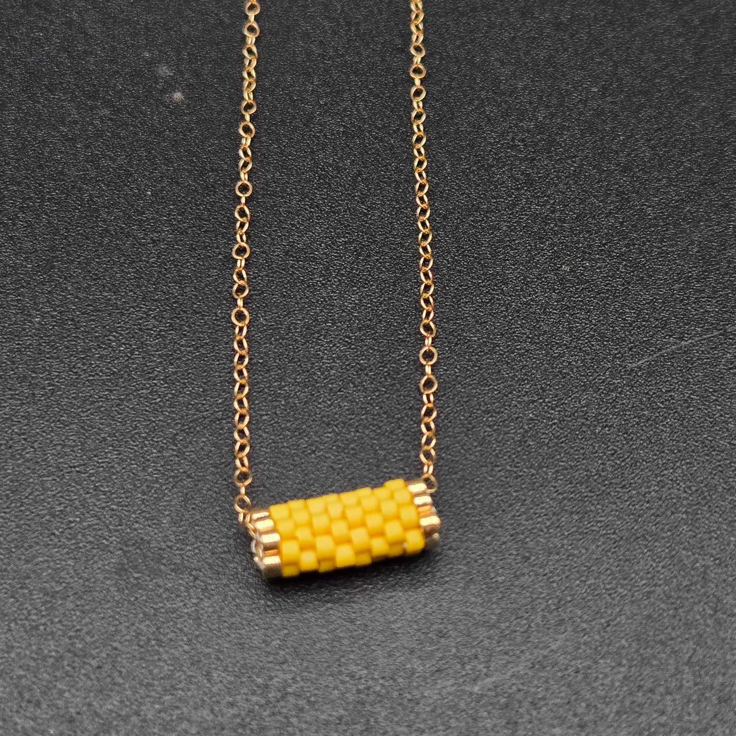 Yellow and Gold Tube Necklace - GP025