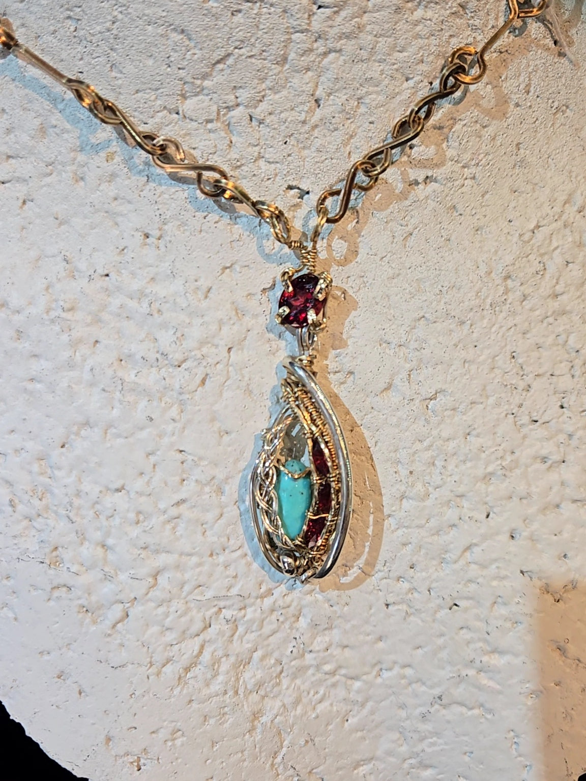 Gold Filled & Sterling Silver with turquoise & garnet stones- WS019