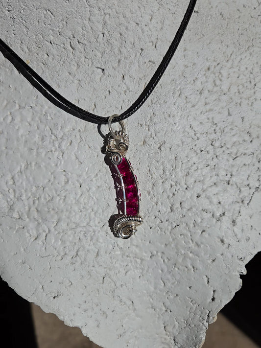 Sterling Silver & Ruby Channel Pendant - WS016