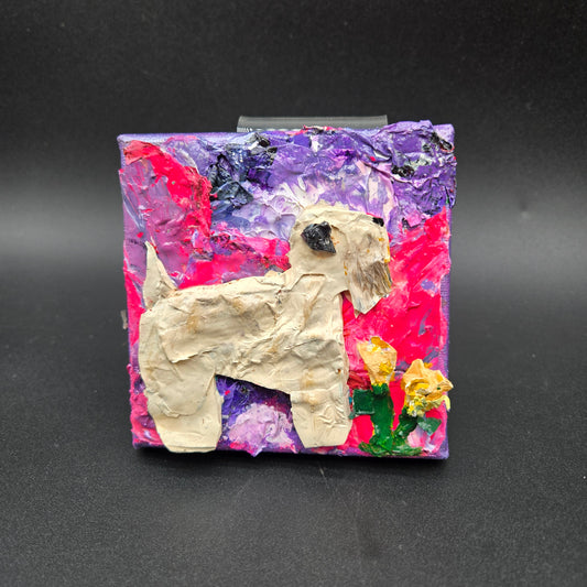 Wheaten Love - Wheaten with purple background 4x4 - FG015