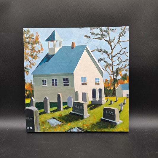 no bell to toll  - 12X12 acrylic primitive Baptist Church - CN036