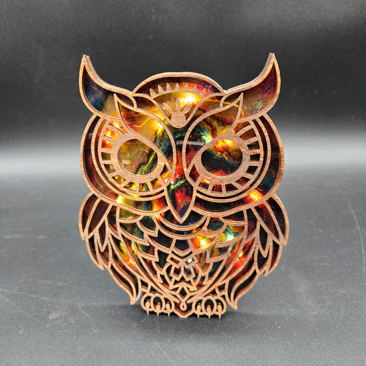 Wood Owl Night Light- AI004