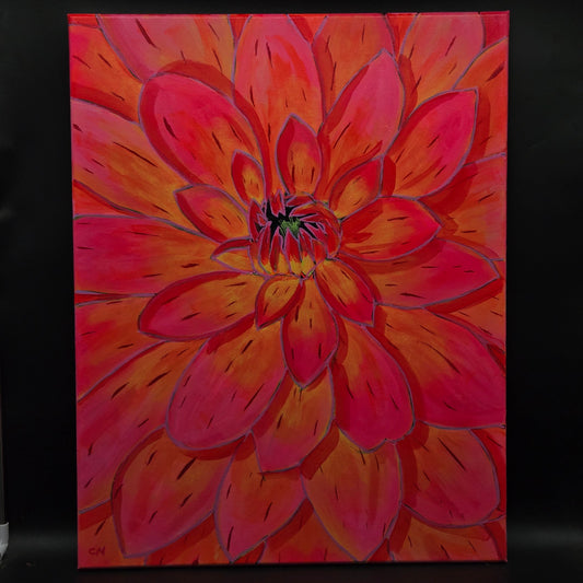 Pink Dahlia - 22X28 acrylic macro perspective of a pink Dahlia - CN011