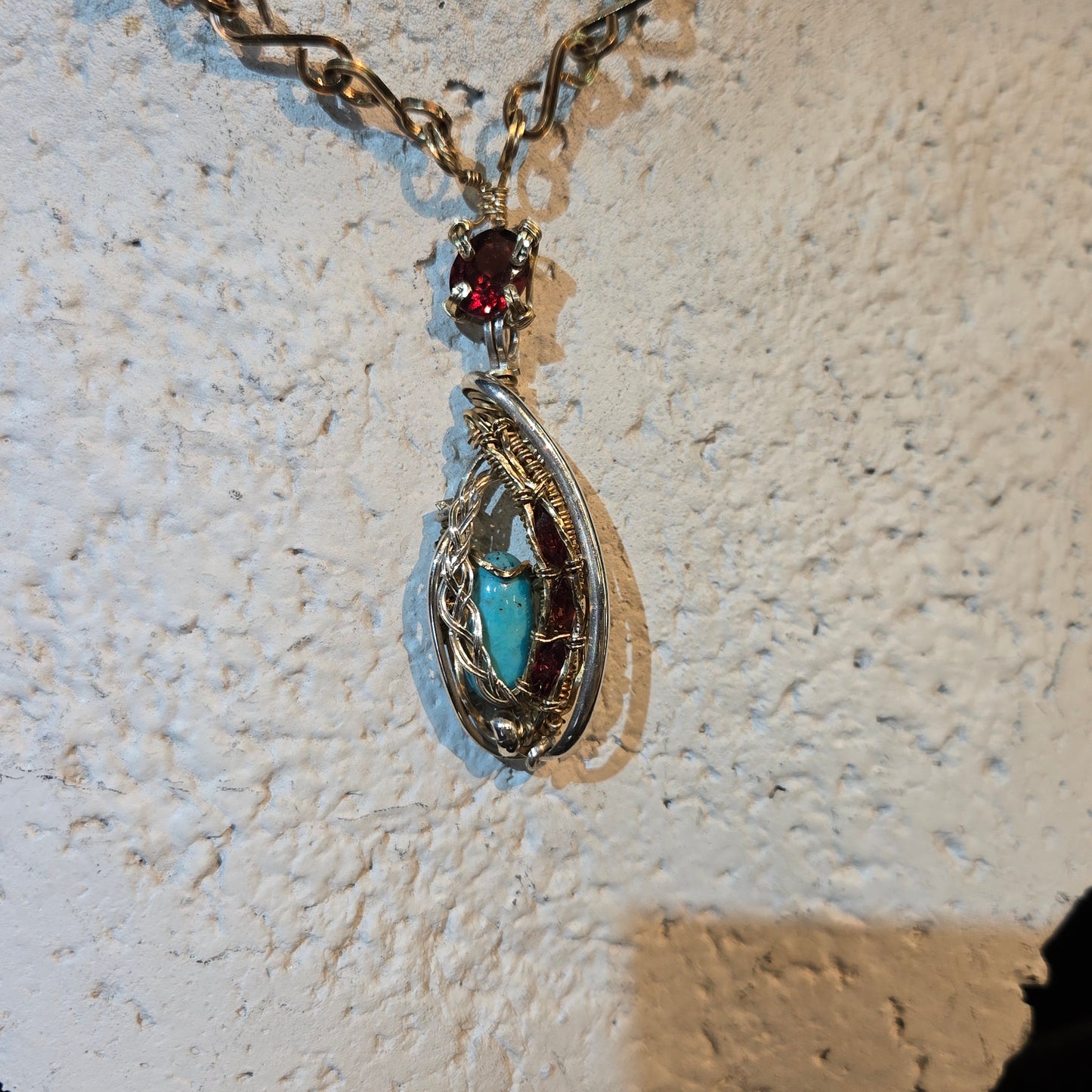 Gold Filled & Sterling Silver with turquoise & garnet stones- WS019